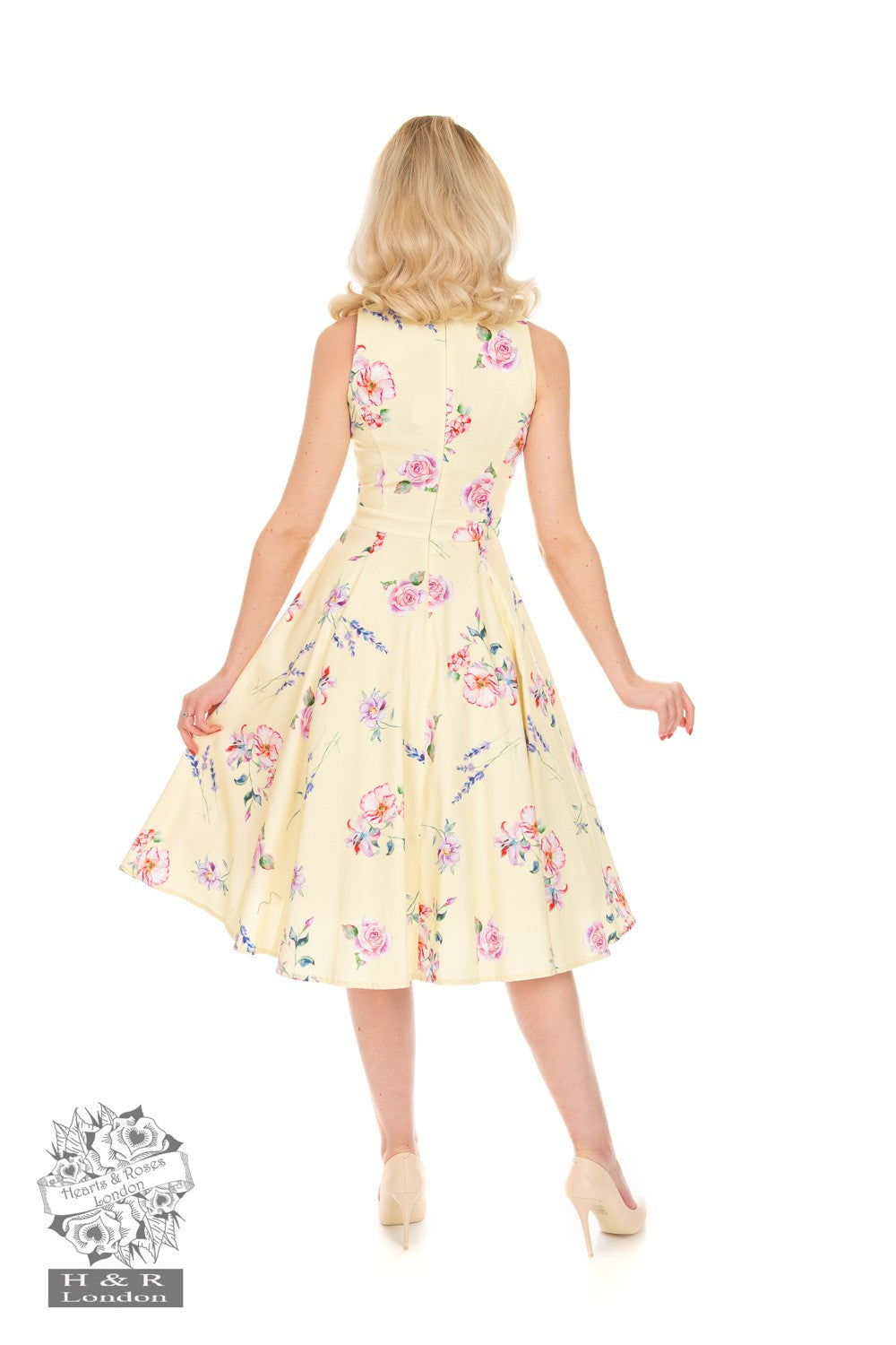 Hearts & Roses 284 Yellow Floral Swing Dress - Nichole Jade Rockabilly Boutique