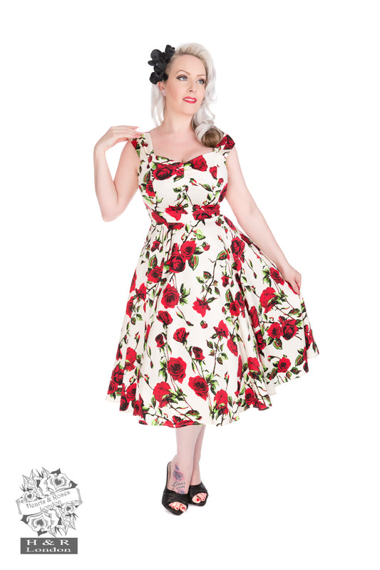 Hearts & Roses 3205 50's Ditsy Rose Floral Summer Dress - Nichole Jade Rockabilly Boutique