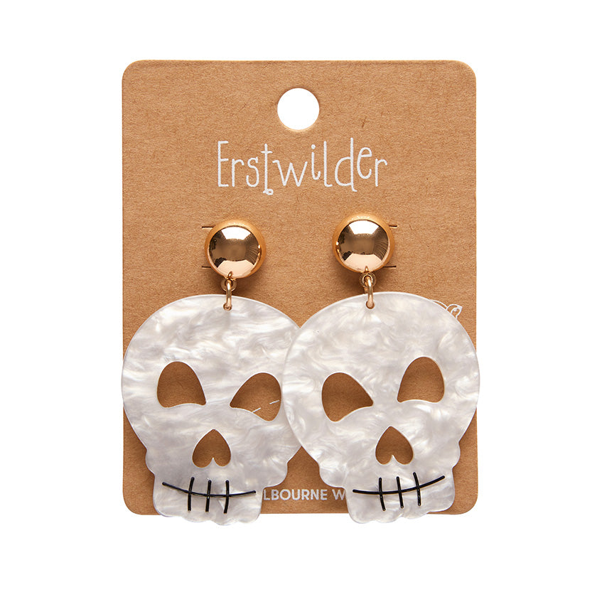 Erstwilder AP1EE02WHS Skull Ripple Statement Earrings - Nichole Jade Rockabilly Boutique