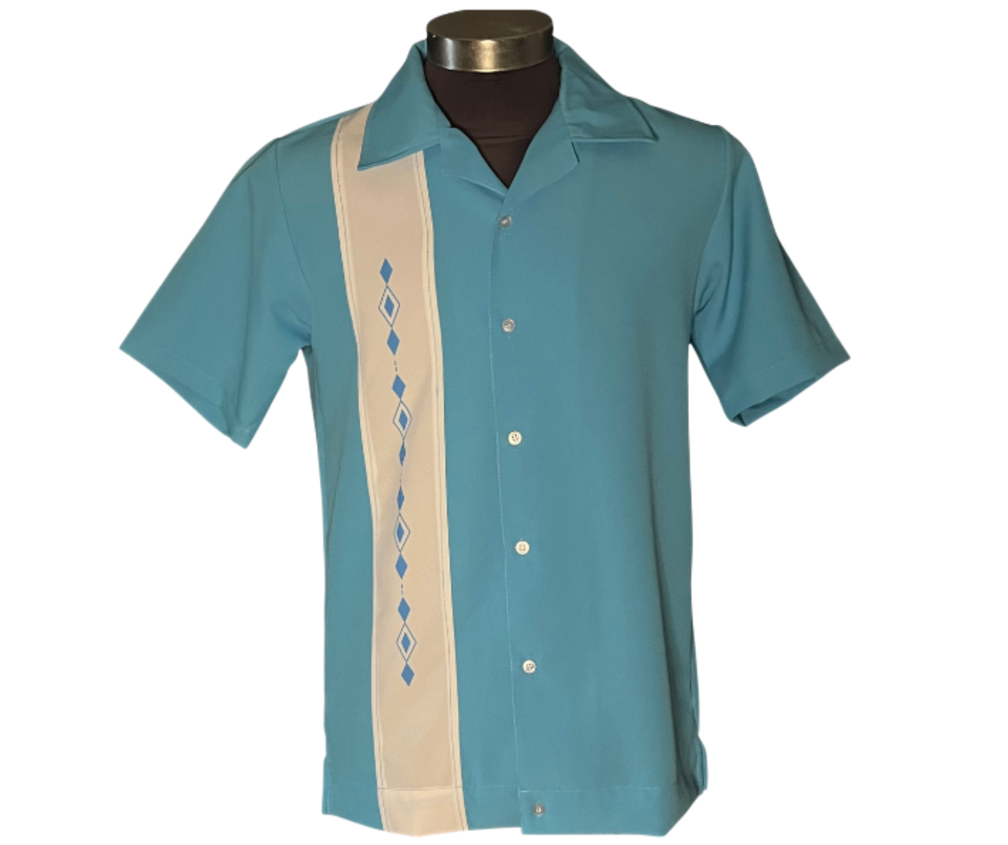 Nifty50's Havana One Panel Diamond Design Men's Retro Bowling Shirt - Nichole Jade Rockabilly Boutique