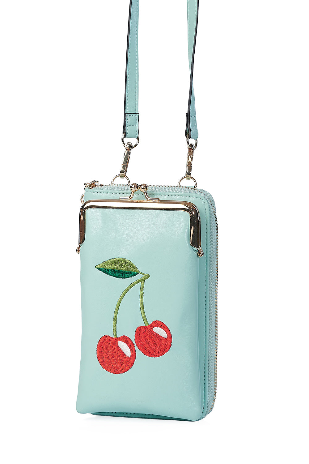 Banned BG34371 Cherry Pie Cross Body Mint Phone Bag - Nichole Jade Rockabilly Boutique