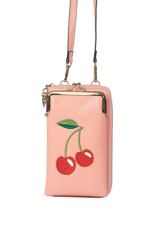 Banned BG34371 Cherry Pie Cross Body Pink Phone Bag - Nichole Jade Rockabilly Boutique