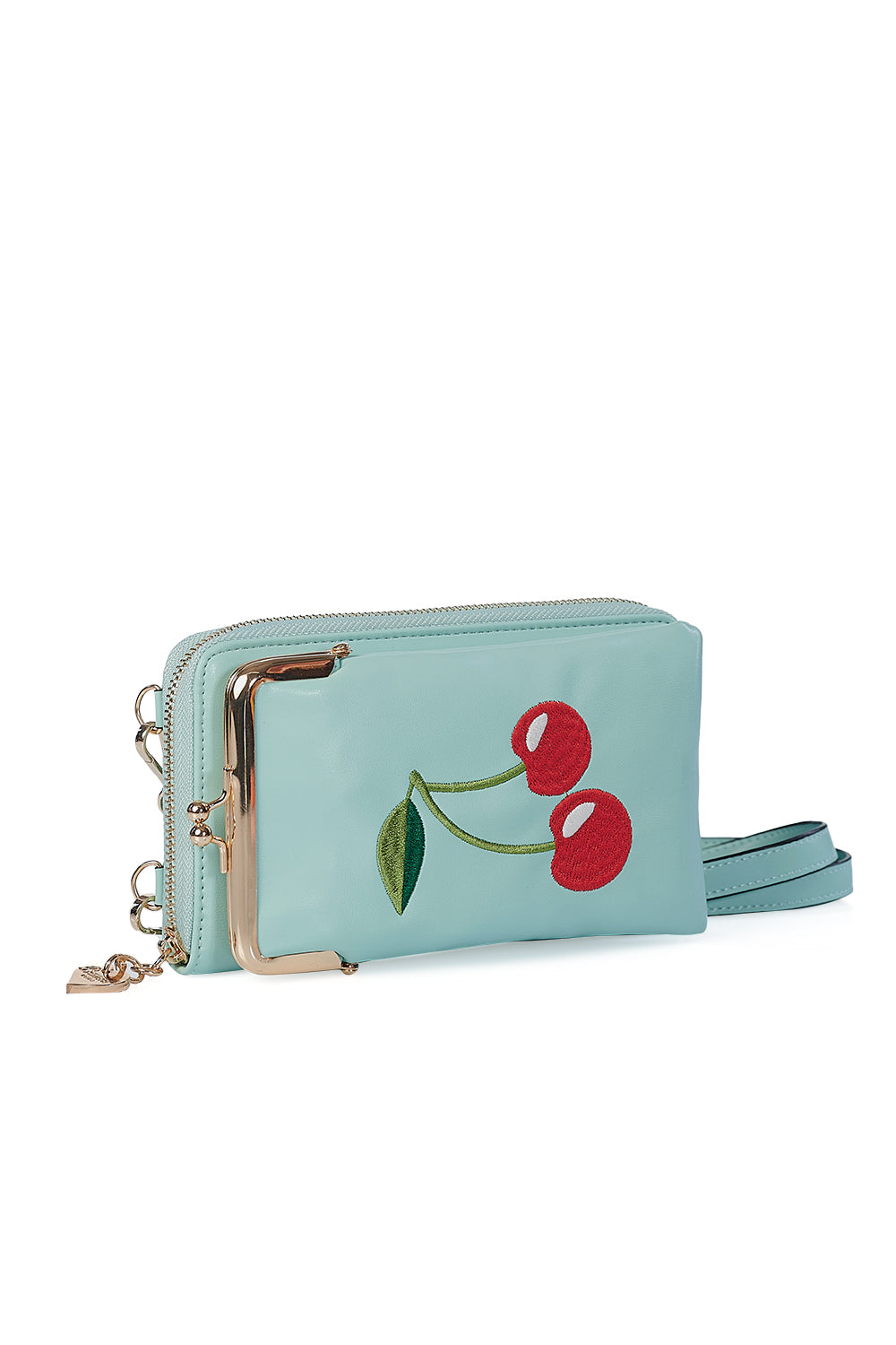 Banned BG34371 Cherry Pie Cross Body Mint Phone Bag - Nichole Jade Rockabilly Boutique