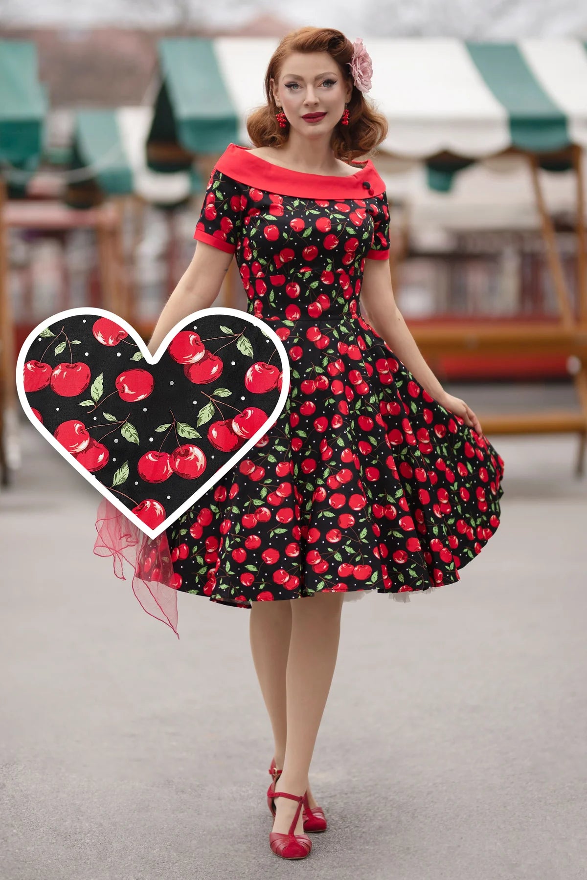 Dolly & Dotty V333-31 Darlene Cute Cherry Swing Dress