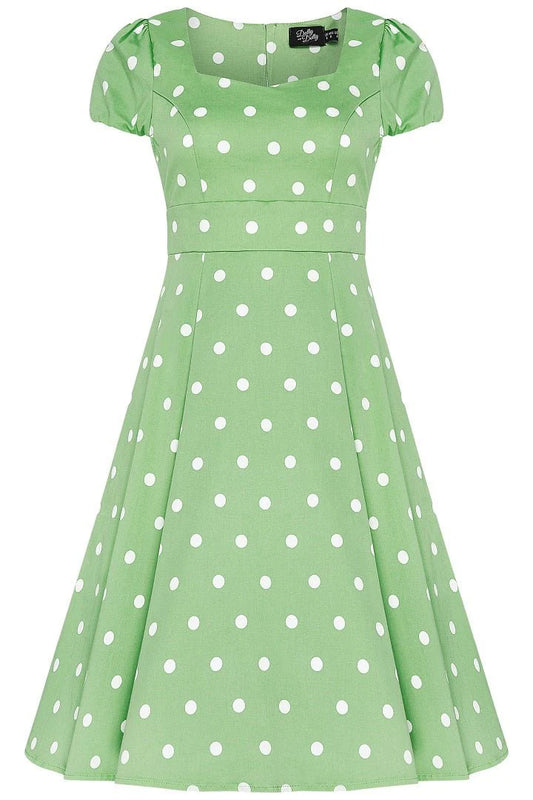 Dolly & Dotty 1695-MinWhPolk Claudia Classic FiftiesbStyle Dress - Nichole Jade Rockabilly Boutique