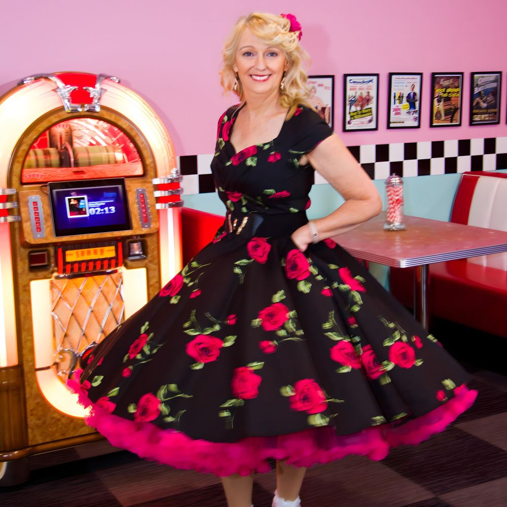 Rocket 88 R88-SHK-PROS Sheridan Kate Sweetheart Pink Rose Dress - Nichole Jade Rockabilly Boutique