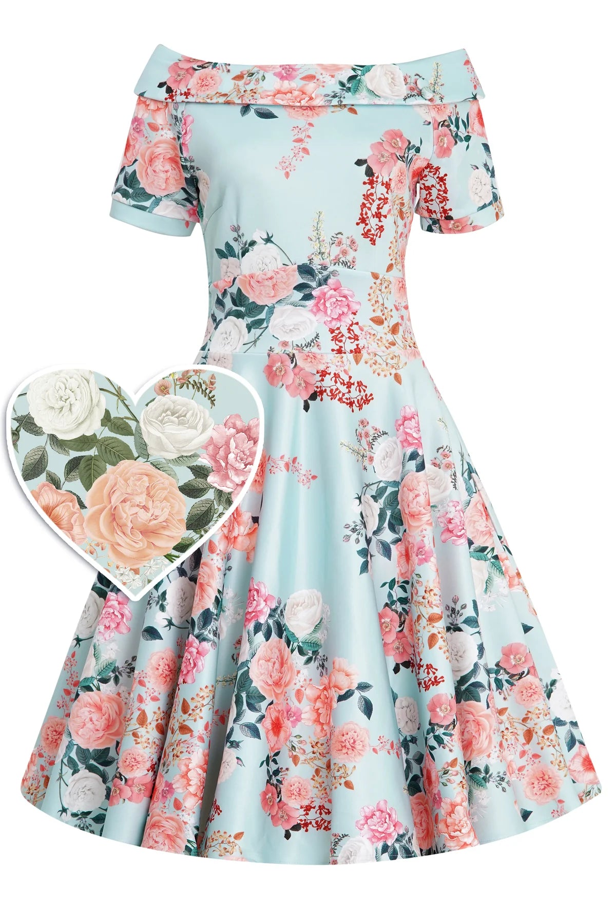 Dolly & Dotty V333-LiBluFlo Darlene 50's Floral Print Dress - Nichole Jade Rockabilly Boutique