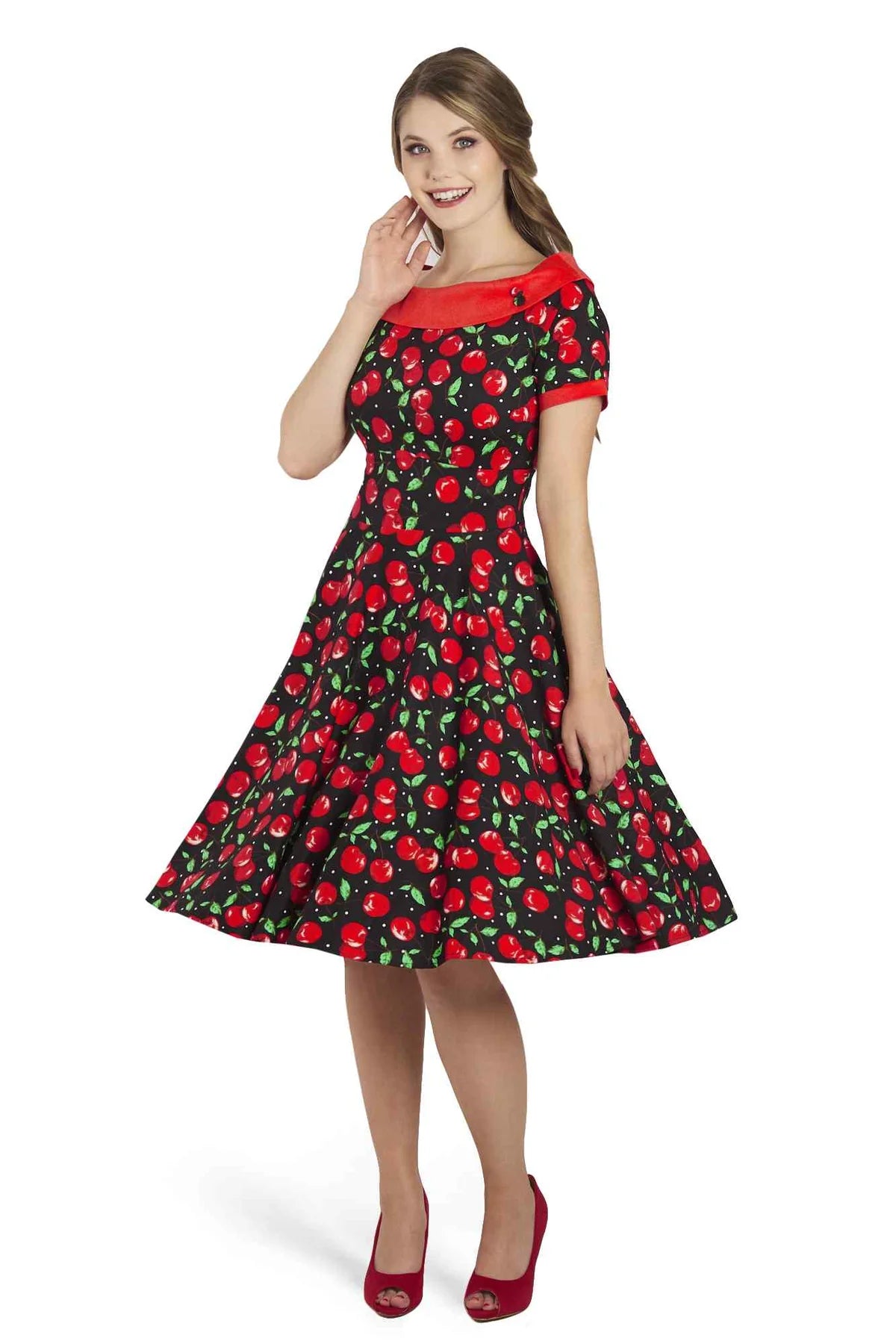 Dolly & Dotty V333-31 Darlene Cute Cherry Swing Dress