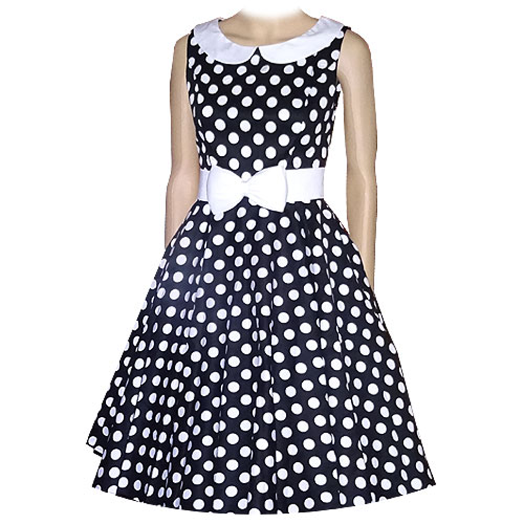 R88-DR-BWPD Emily Black White Polka Dot Dress - Nichole Jade Rockabilly Boutique