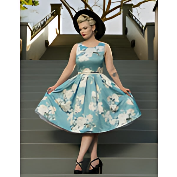 Dolly & Dotty S908 Annie Retro Swing Dress Mint-Floral