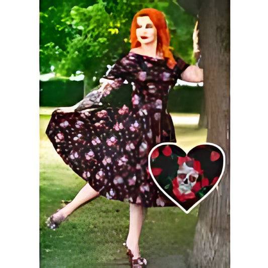 Dolly & Dotty V333-66 Rockabilly Skulls & Roses Darlene Swing Dress - Nichole Jade Rockabilly Boutique