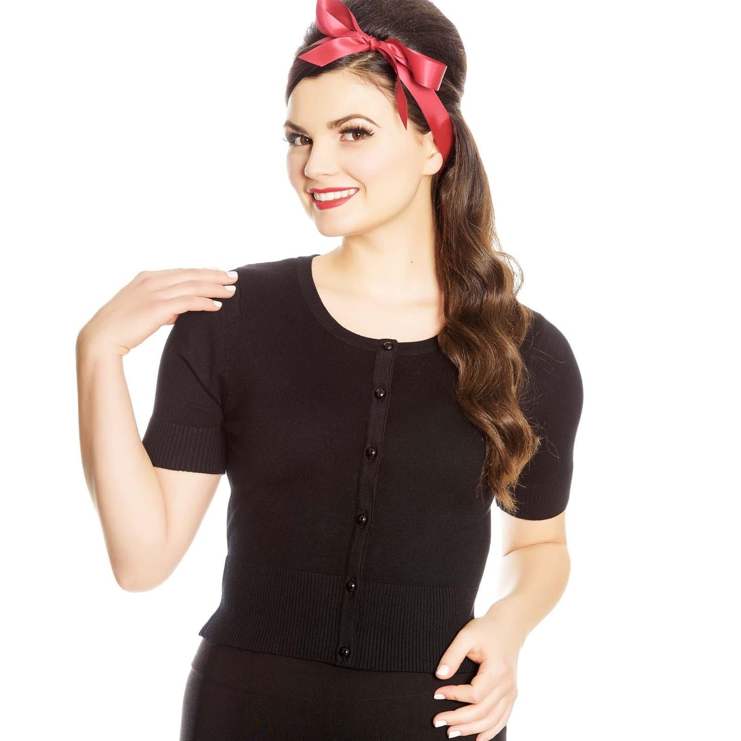 Image of Hell Bunny Wendi Short Sleeved Cardigan - Black