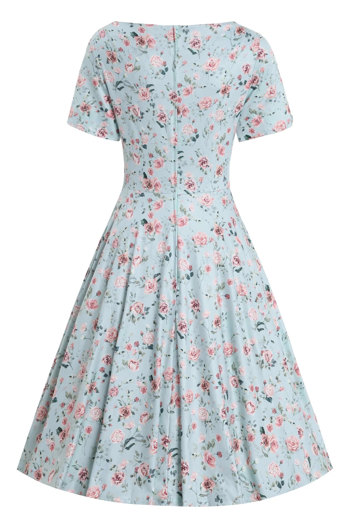 Dolly & Dotty V903-LiBluPnkRos Brenda Short Sleeved Adored Dress - Nichole Jade Rockabilly Boutique