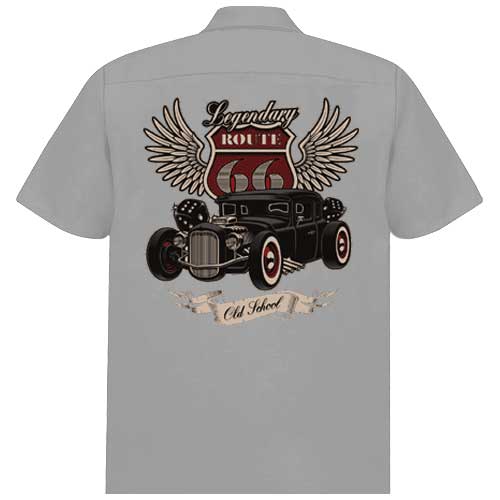 Rocket 88 R88-R66 Route 66 Mens Workshirt Grey - Nichole Jade Rockabilly Boutique