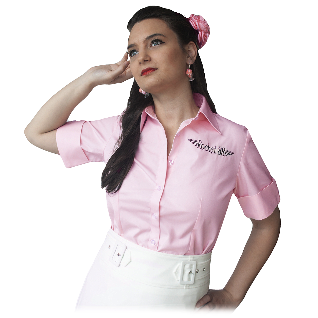 R88-Pink-W Ladies Pastel Workshirt Pink - Nichole Jade Rockabilly Boutique