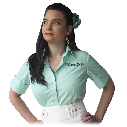 Copy of R88-TLE-W Ladies Pastel Workshirt Teal - Nichole Jade Rockabilly Boutique