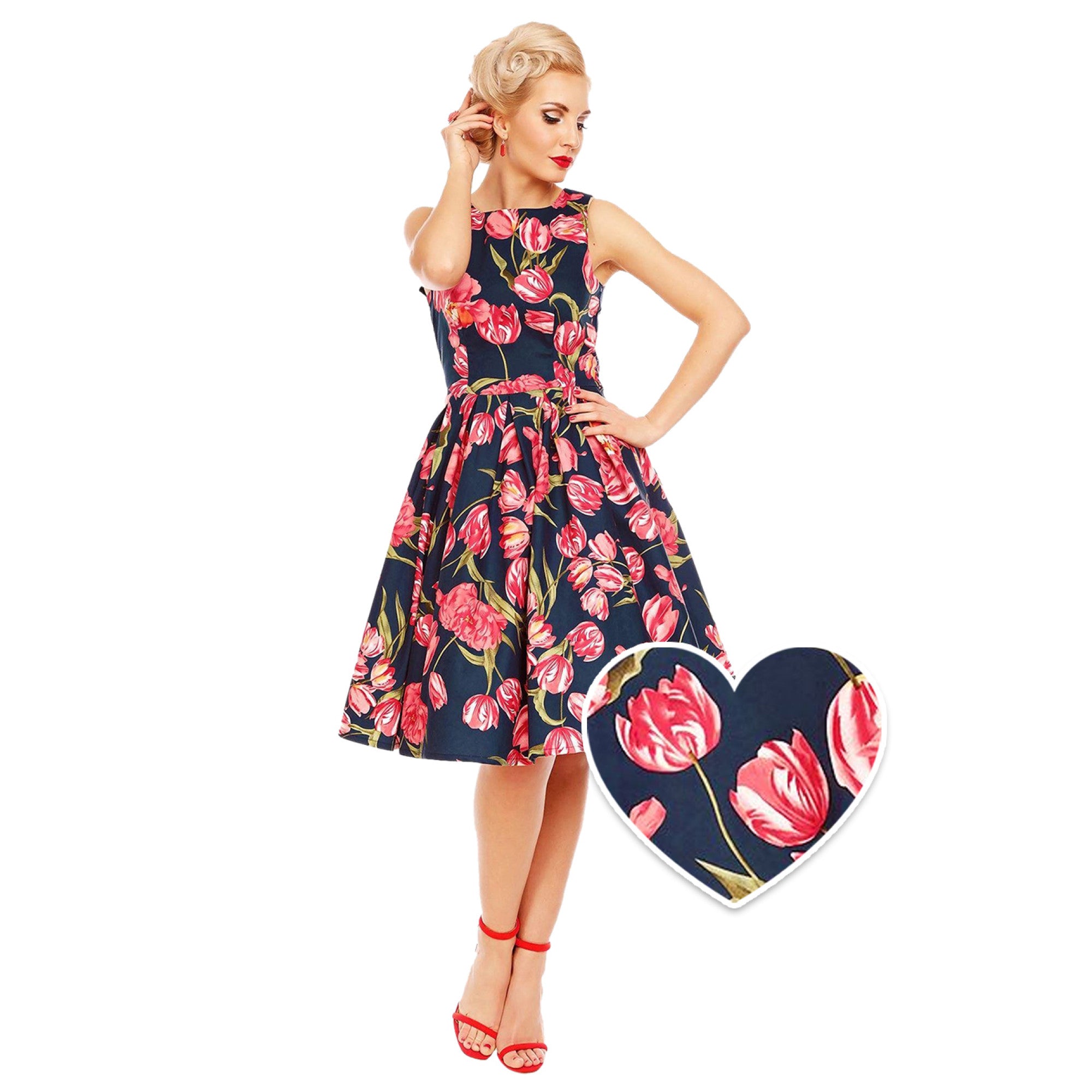 Dolly & Dotty S905-Tulip - Annie Retro Floral Swing Dress - Nichole Jade Rockabilly Boutique