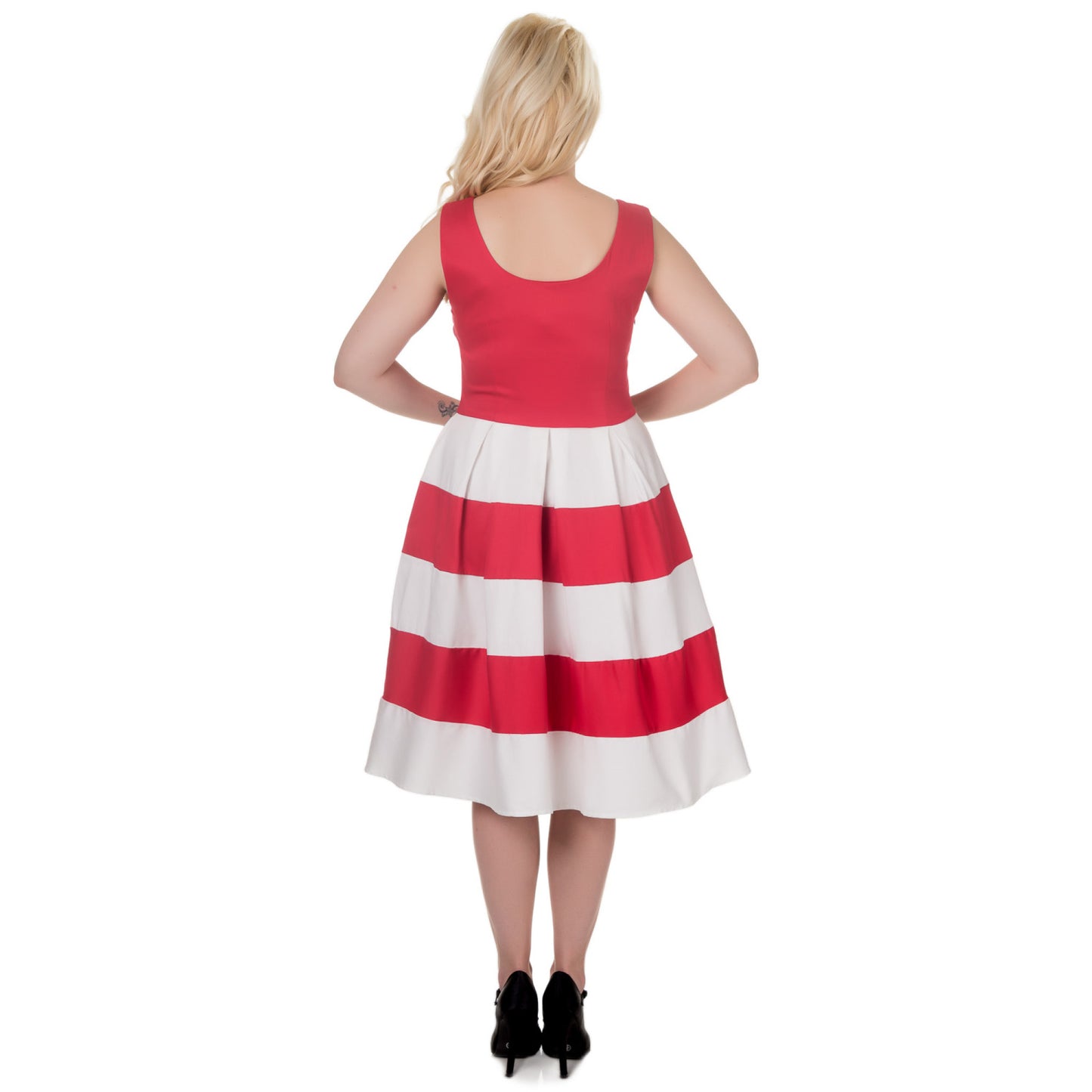 Dolly & Dotty V332 Anna Stripe Swing Dress Red White